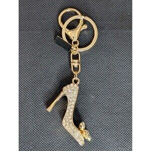 Off Park Crystal High Heel Keychain or Bag Charm - Gold Tone, Bling